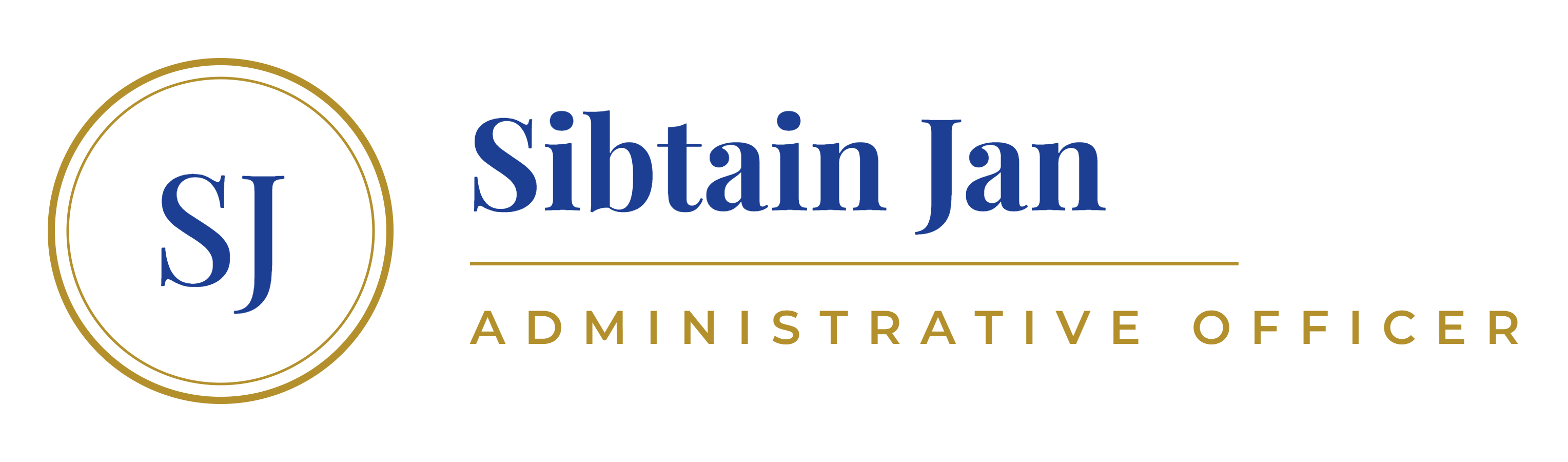 Sibtain Jan logo, displaying initials and title as Administrative Officer.